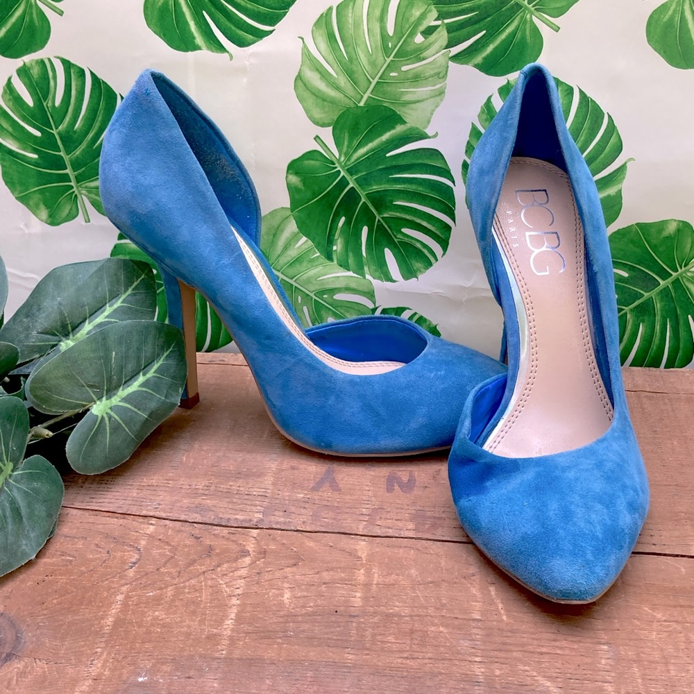 Blue suede Heels